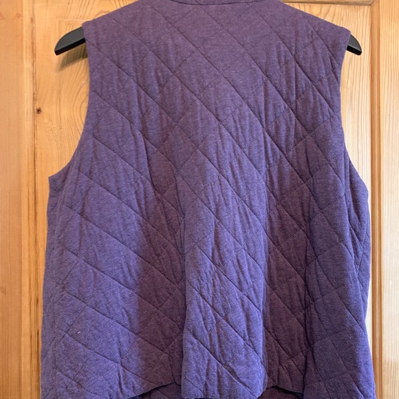 Eileen Fisher Vest Womens L Purple Quilted Cotton Classic Academia Outdoor - Picture 2 of 3